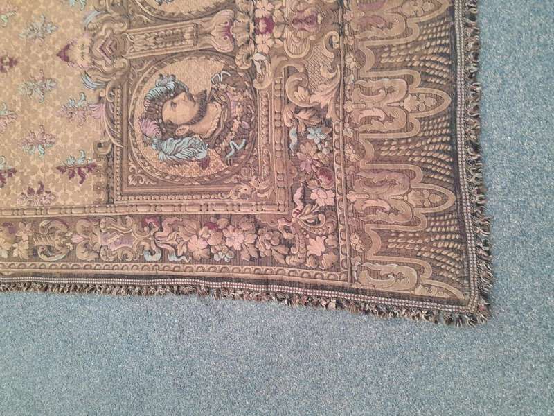 Antique French Medieval Scene Wall Hanging Tapestry