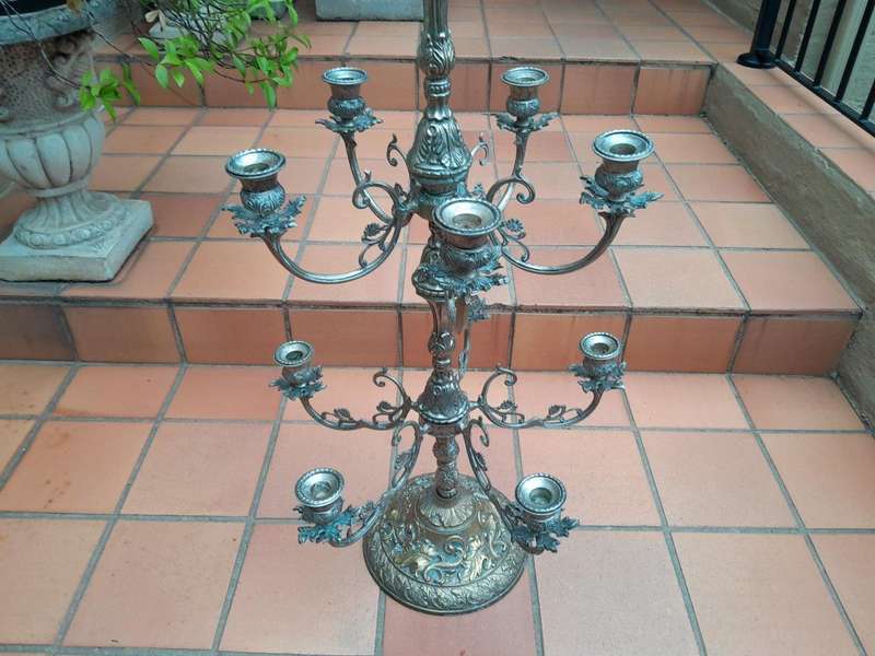 A 20th Century Silver Plated Tall Three Tier Candelabra