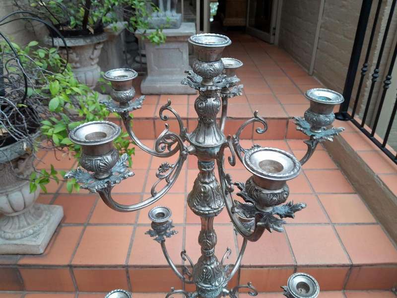 A 20th Century Silver Plated Tall Three Tier Candelabra