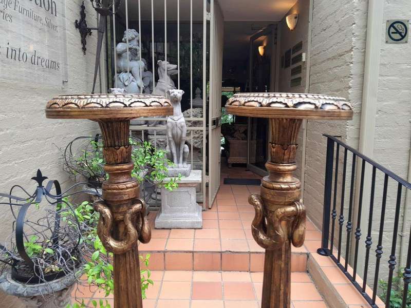 A 20th Century Pair Of French Style Giltwood Floor Or Table Candle Holders / Sticks / Plinths