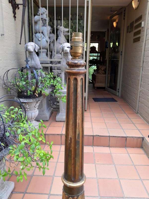 An Ornate Giltwood Column Standing Lamp