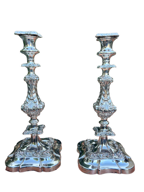 An Early 19th Century Pair Of  Old Sheffield Plate Candlesticks With Removable Sconces