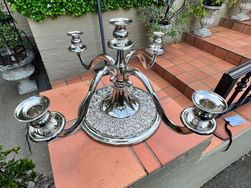 A Late 20th Century Silver Plate Candelabra