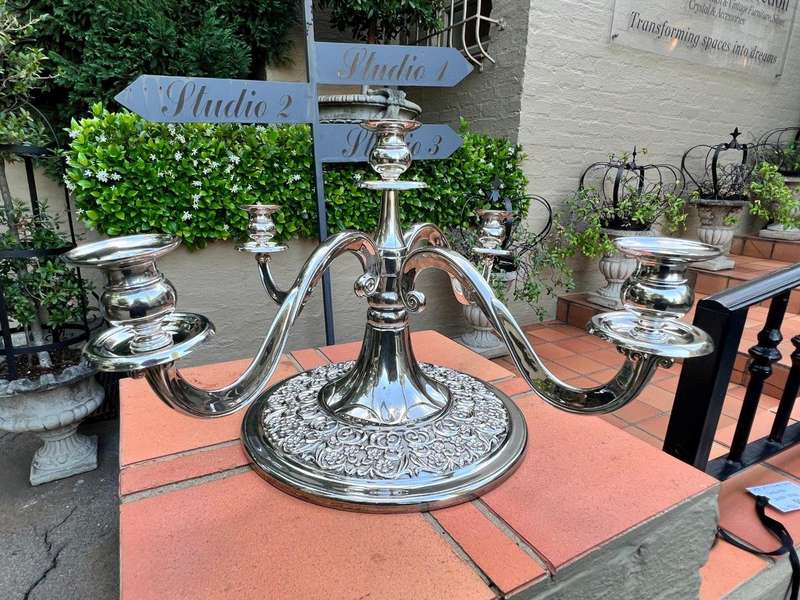 A Late 20th Century Silver Plate Candelabra