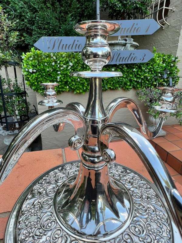 A Late 20th Century Silver Plate Candelabra