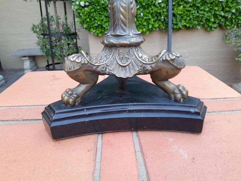 A 19th Century French Bronze And Granite Candelabra