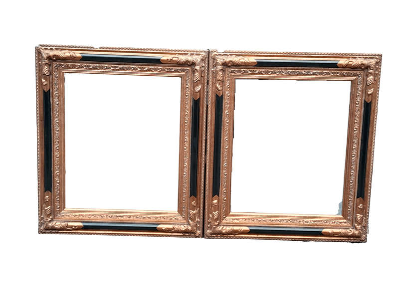 A 20th Century Pair Of French Empire-Style  Ebonised And Gilt-Painted Mirrors