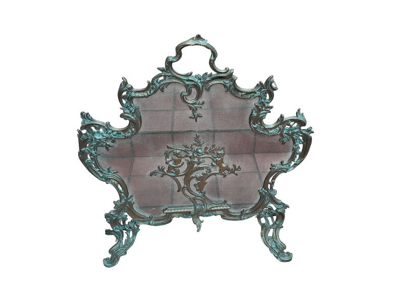A First Quarter 20th Century French Brass And Mesh Fire Screen