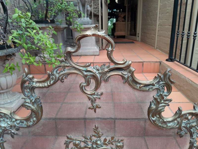 A First Quarter 20th Century French Brass And Mesh Fire Screen