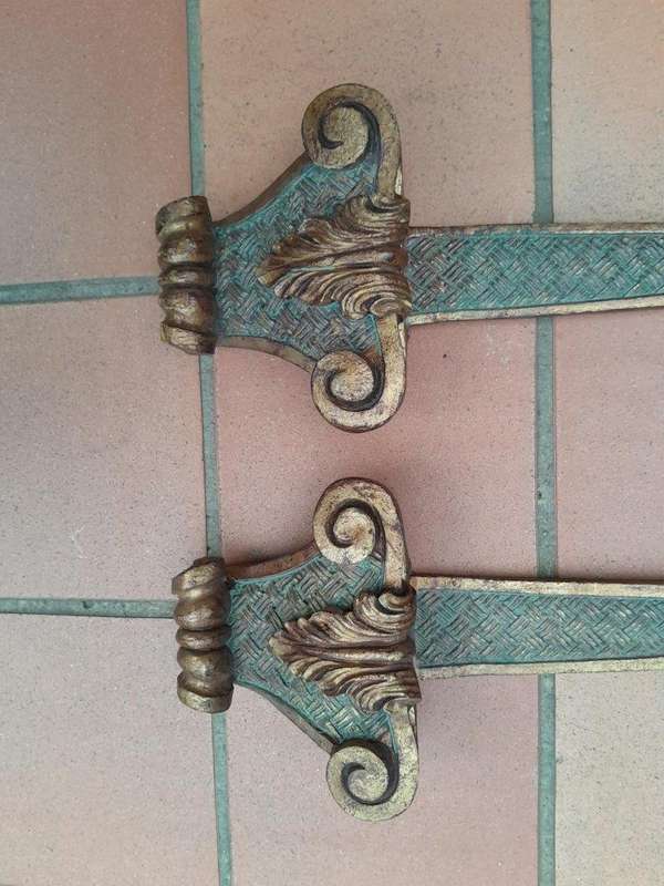A 20th Century Pair Of Gilt Painted Wooden Wall Sconces To Display A Pair Of Small Size Mirrors O...