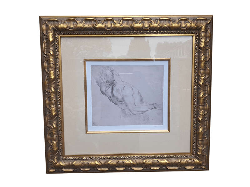 A 20th Century Study Of Torso Photolithograph After Peter Paul Rubens In A Gilded Frame