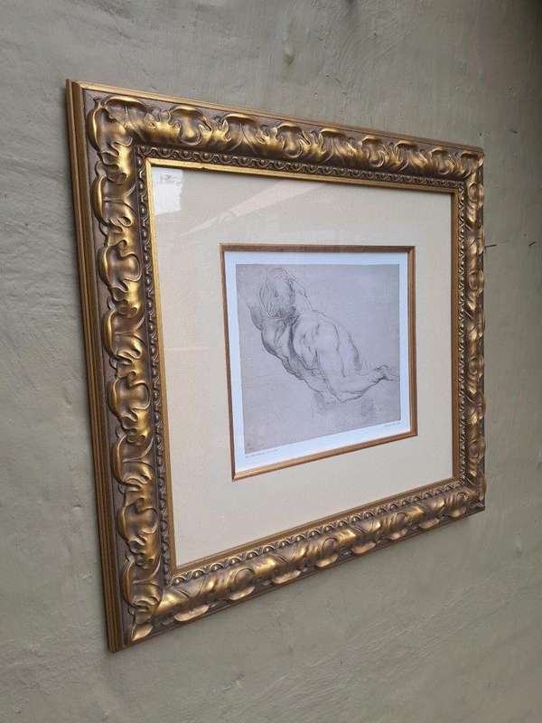 A 20th Century Study Of Torso Photolithograph After Peter Paul Rubens In A Gilded Frame