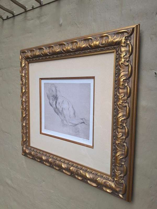 A 20th Century Study Of Torso Photolithograph After Peter Paul Rubens In A Gilded Frame