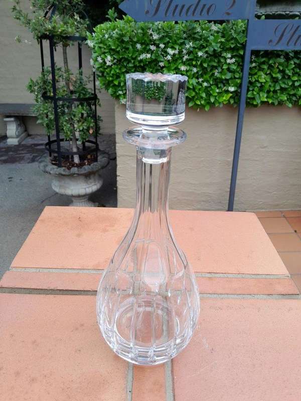 A Hand Blown Crystal Decanter With Stopper