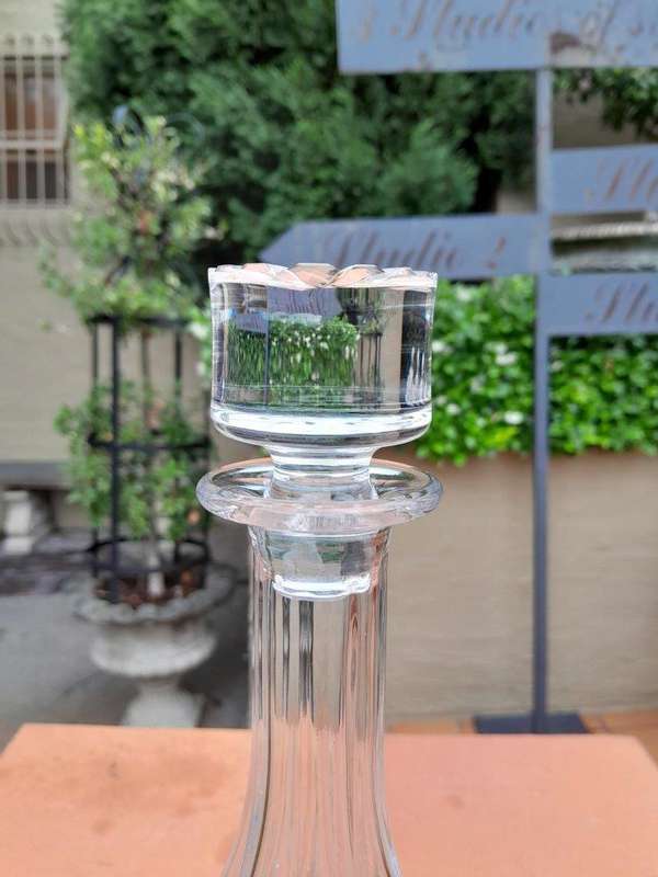 A Hand Blown Crystal Decanter With Stopper