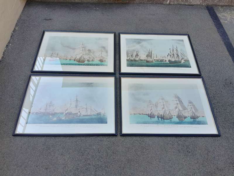 A 20TH Century Set Of Four Gilt Framed Prints Of Battle Of Trafalgar
