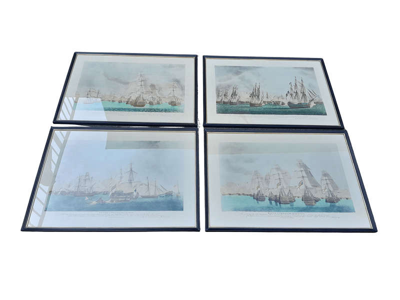 A 20TH Century Set Of Four Gilt Framed Prints Of Battle Of Trafalgar