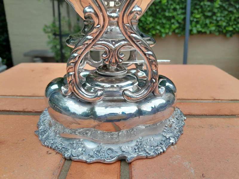 A 20TH Century Silver Plate Kettle on Stand with Burner
