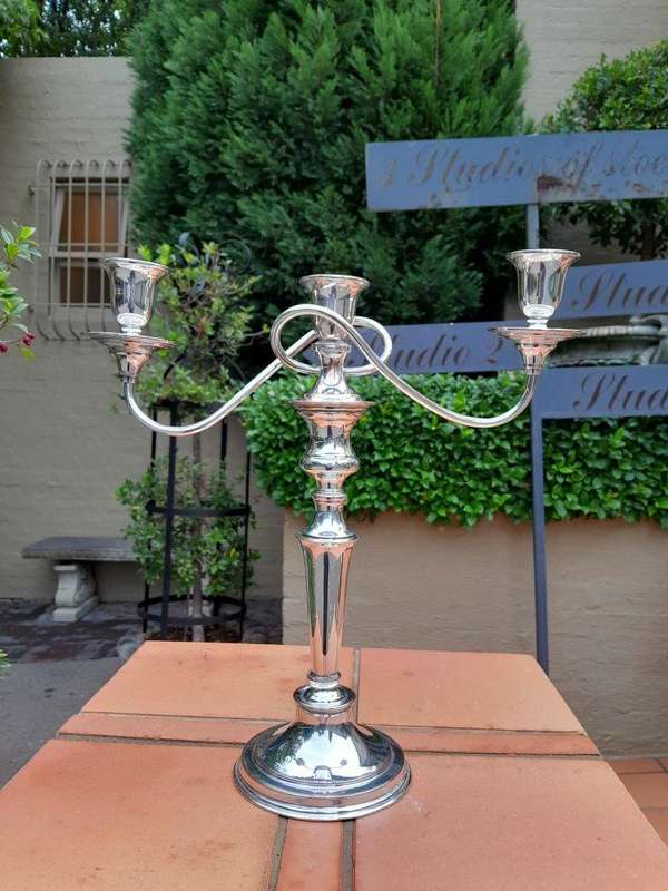 A Silver Plate  Candelabra