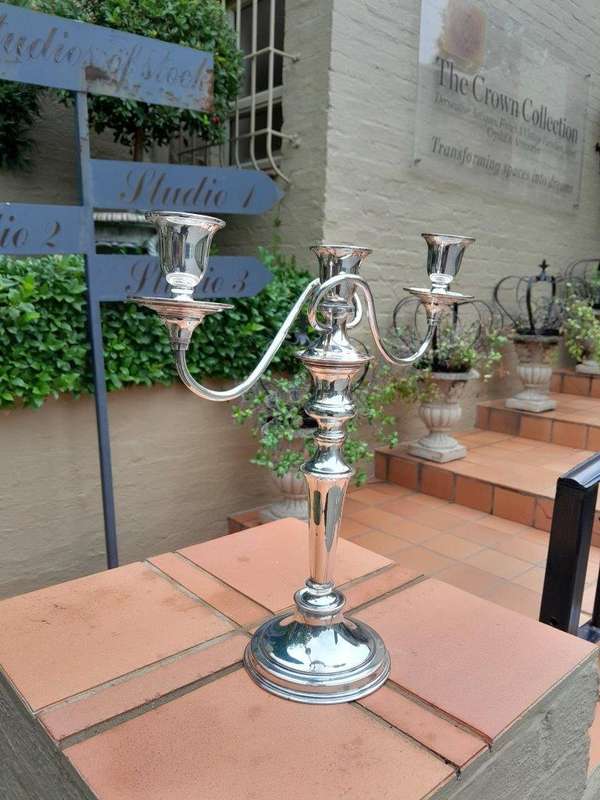 A Silver Plate  Candelabra
