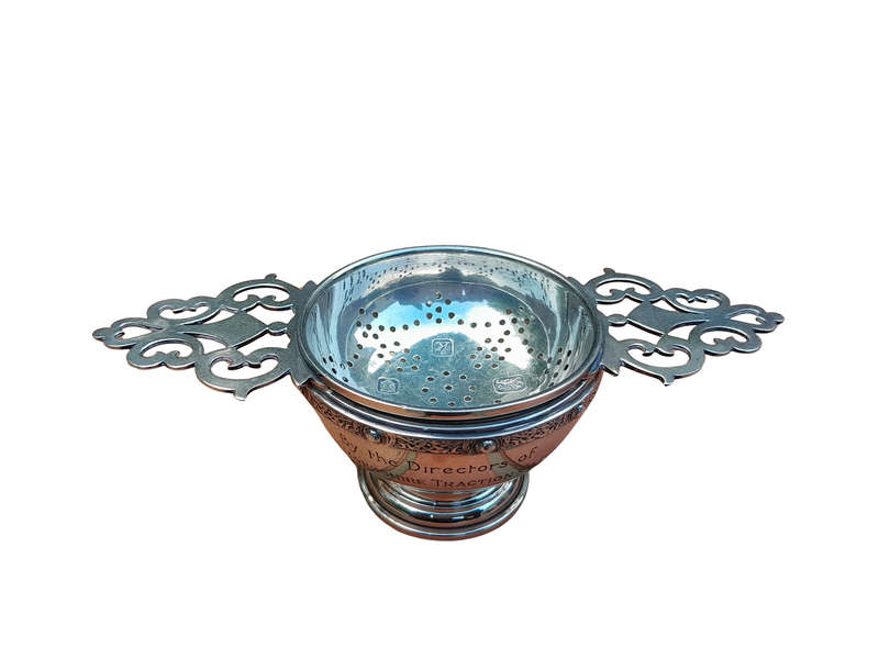 A 20th Century Circa 1965 English Sterling Silver Hallmarked Tea Strainer with Holder - England ...