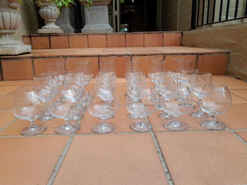A 20th Century Collection of Wine and Cognac Glasses Comprising of Twelve Wine Glasses Twelve Win...