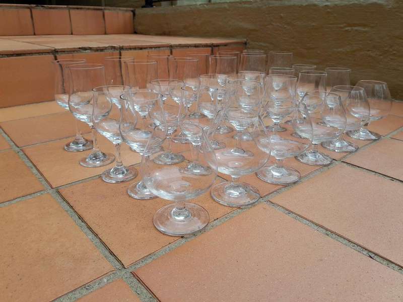 A 20th Century Collection of Wine and Cognac Glasses Comprising of Twelve Wine Glasses Twelve Win...