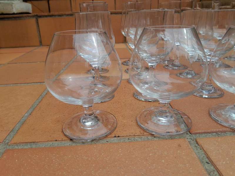A 20th Century Collection of Wine and Cognac Glasses Comprising of Twelve Wine Glasses Twelve Win...