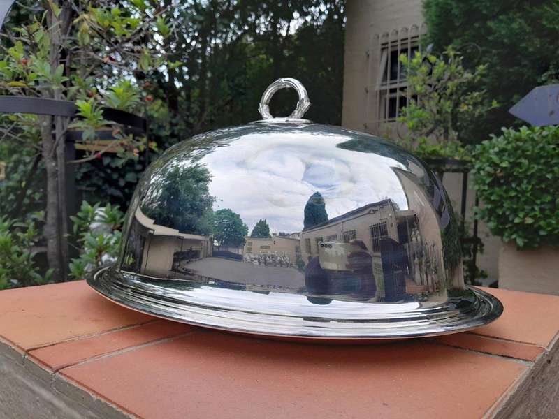 A 20th Century Silver Plated Food Dome on Platter by Mappin and Webb