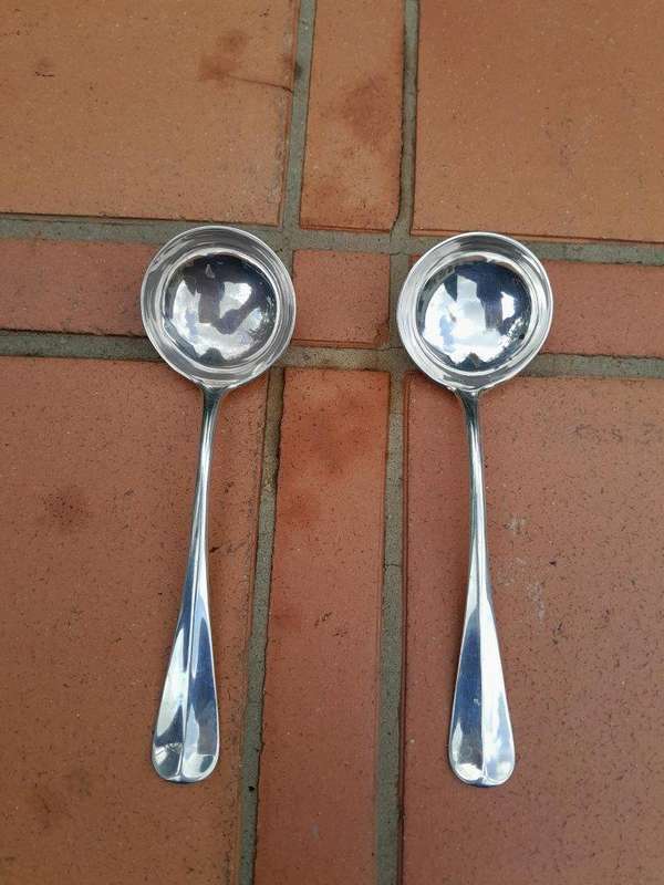 An Antique 19th Century English Victorian Pair of Sauce Ladles