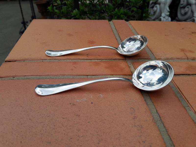 An Antique 19th Century English Victorian Pair of Sauce Ladles