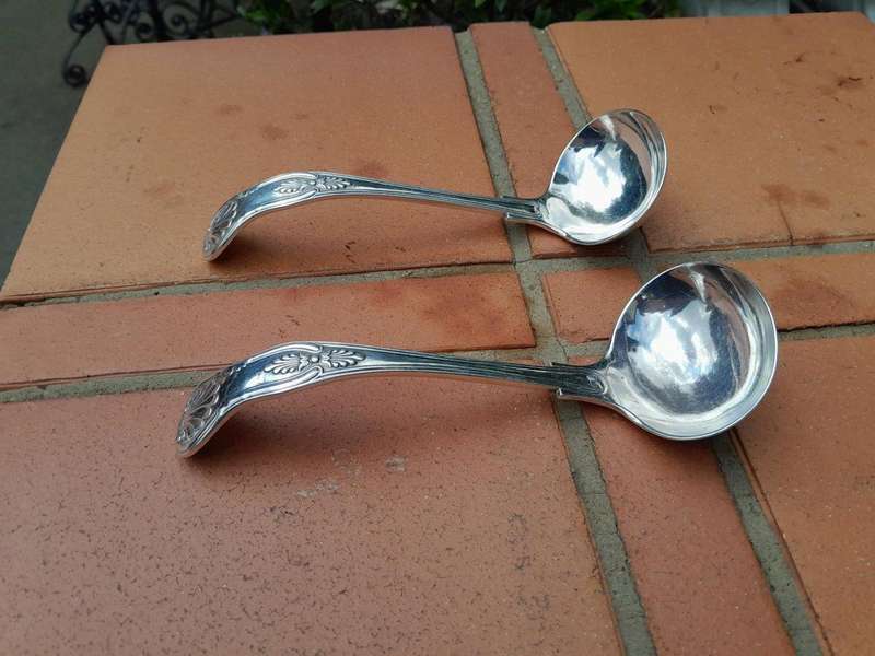 A Pair of Silver Plated Kings Pattern Sauce Ladles