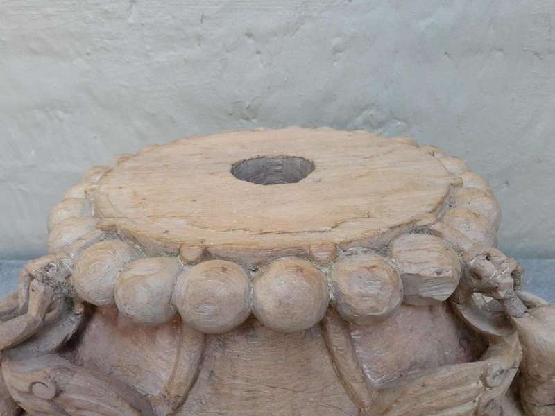 An Antique 19th Century Pair Of Carved Wooden Teak Capitals