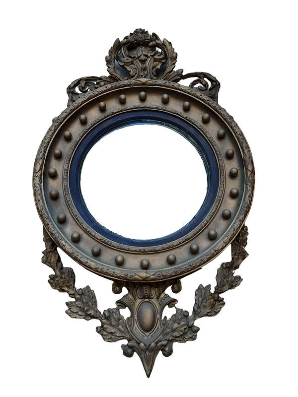 A 19th Century Circa 1820 Original Convex Giltwood Mirror