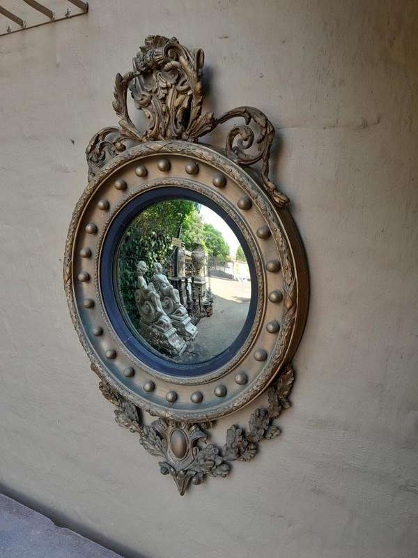A 19th Century Circa 1820 Original Convex Giltwood Mirror
