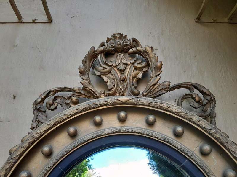 A 19th Century Circa 1820 Original Convex Giltwood Mirror