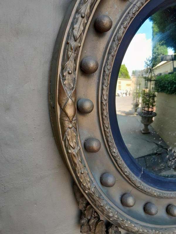 A 19th Century Circa 1820 Original Convex Giltwood Mirror