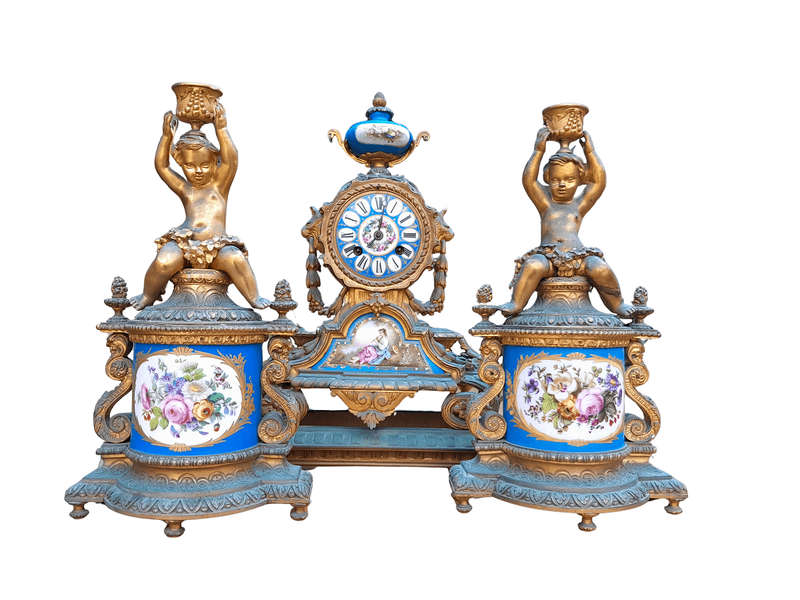 A 20th Century French Porcelain Cock Garniture Set (Three Piece)
