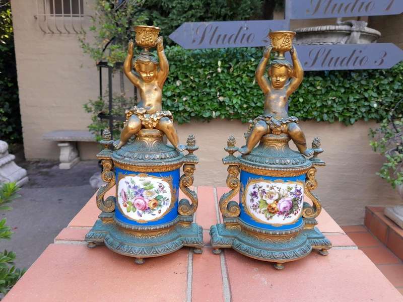 A 20th Century French Porcelain Cock Garniture Set (Three Piece)