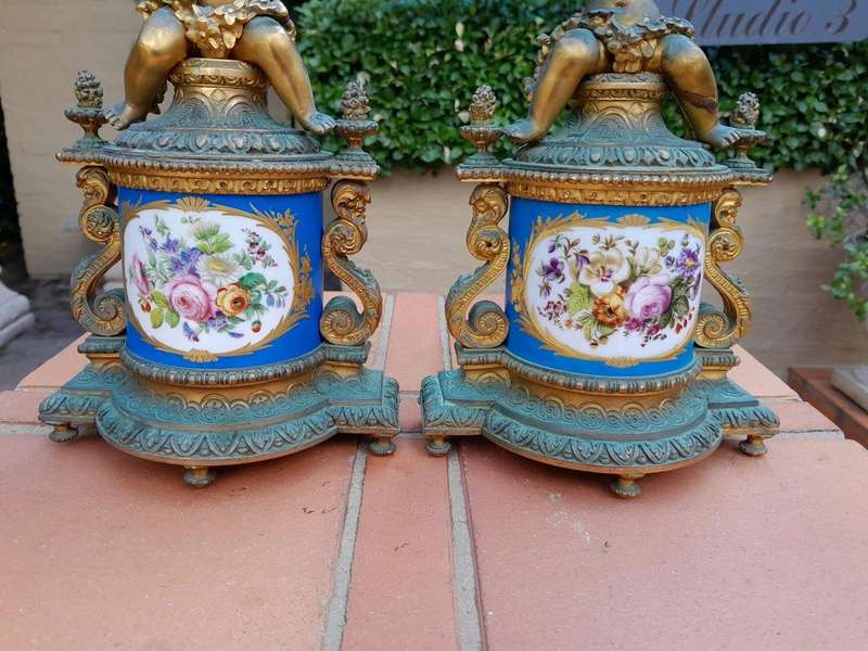A 20th Century French Porcelain Cock Garniture Set (Three Piece)