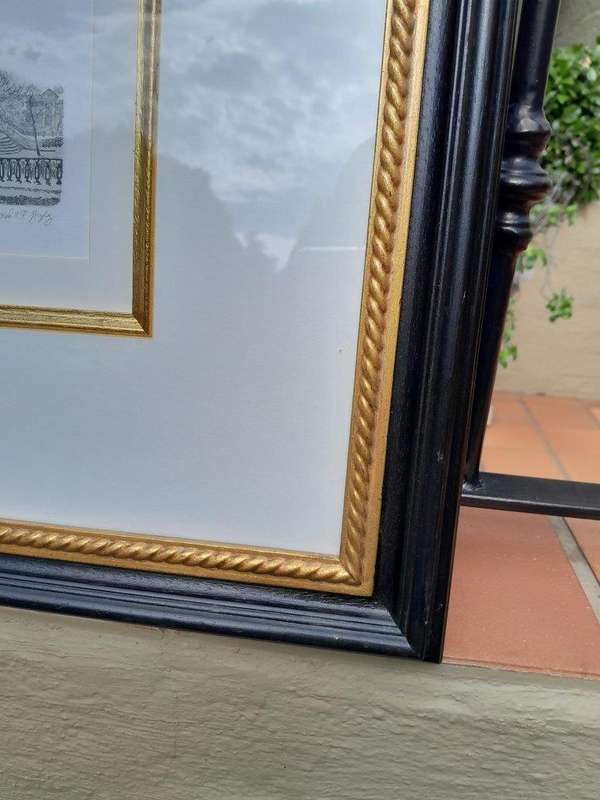 A Gilt Framed & Painted Print of Glasgow by H. Lepp