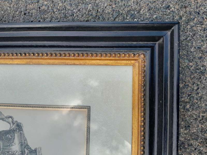 A 19th Century Jardinière Louis XVI Etching in A Black & Gold Frame