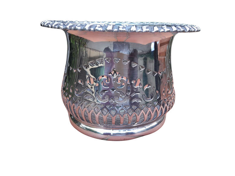 A20th Century Silver- Plate Wine Coaster on A Wooden Base
