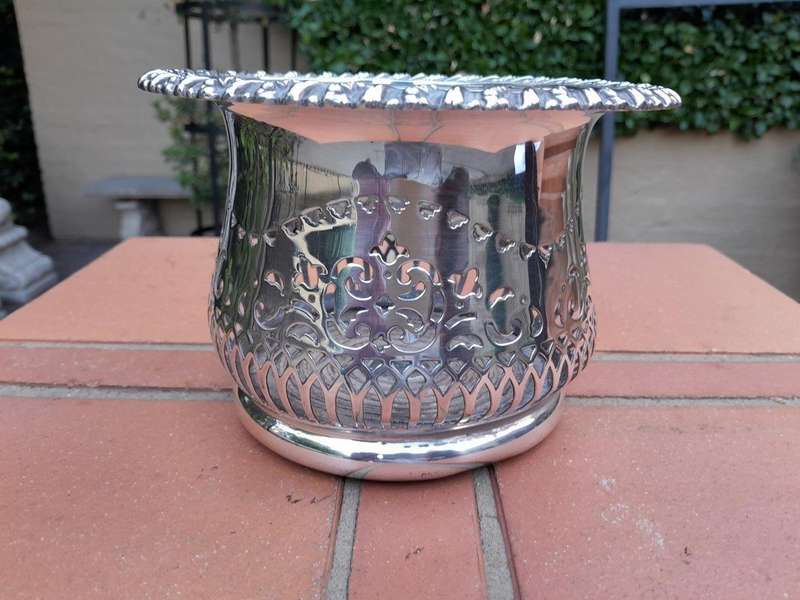 A20th Century Silver- Plate Wine Coaster on A Wooden Base