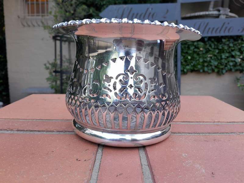 A20th Century Silver- Plate Wine Coaster on A Wooden Base