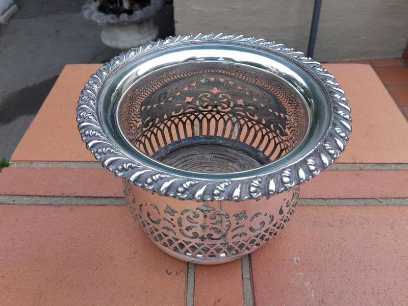 A20th Century Silver- Plate Wine Coaster on A Wooden Base