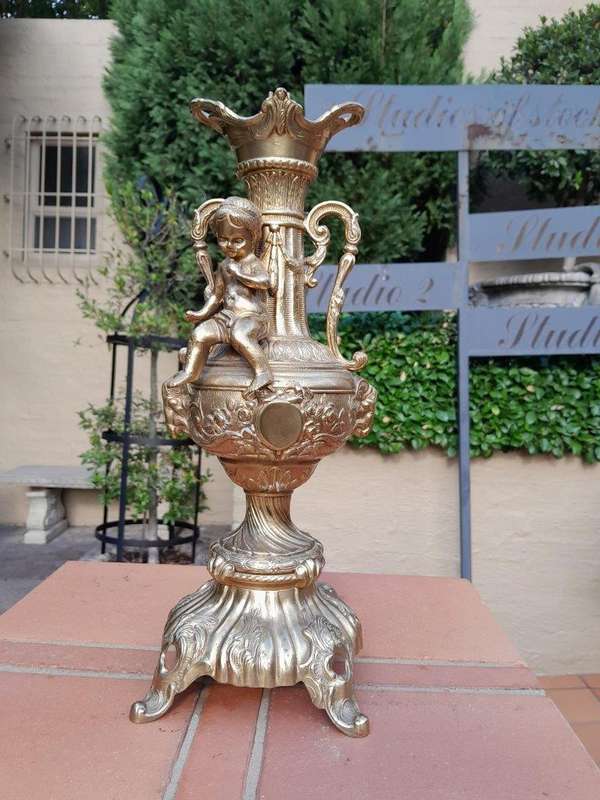 A 20th Century Heavy and Ornate Gold Lamp