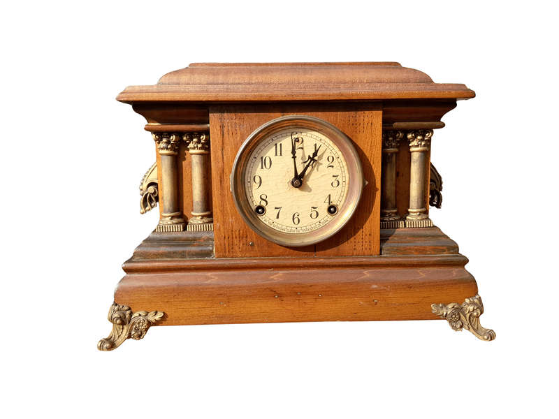 An Early 20th Century Edwardian Walnut Clock by Sessions Clock Company US with Eight Day Movement...