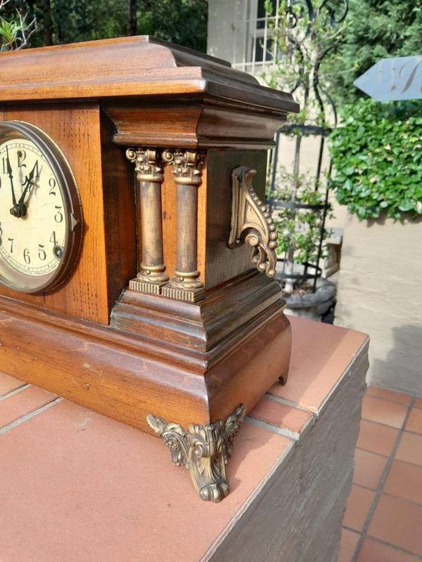 An Early 20th Century Edwardian Walnut Clock by Sessions Clock Company US with Eight Day Movement...
