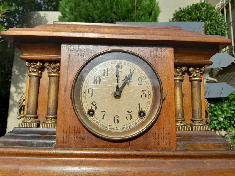 An Early 20th Century Edwardian Walnut Clock by Sessions Clock Company US with Eight Day Movement...